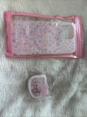 iPhone 15 ProMax Pink Star Pattern Phone Case with Matching Character Pop Grip